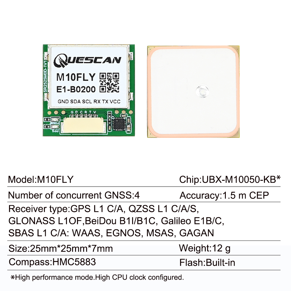 Quescan 25mm*25mm M10FLY 10Hz  - Drone Gps Module incelemesi ve fiyatı