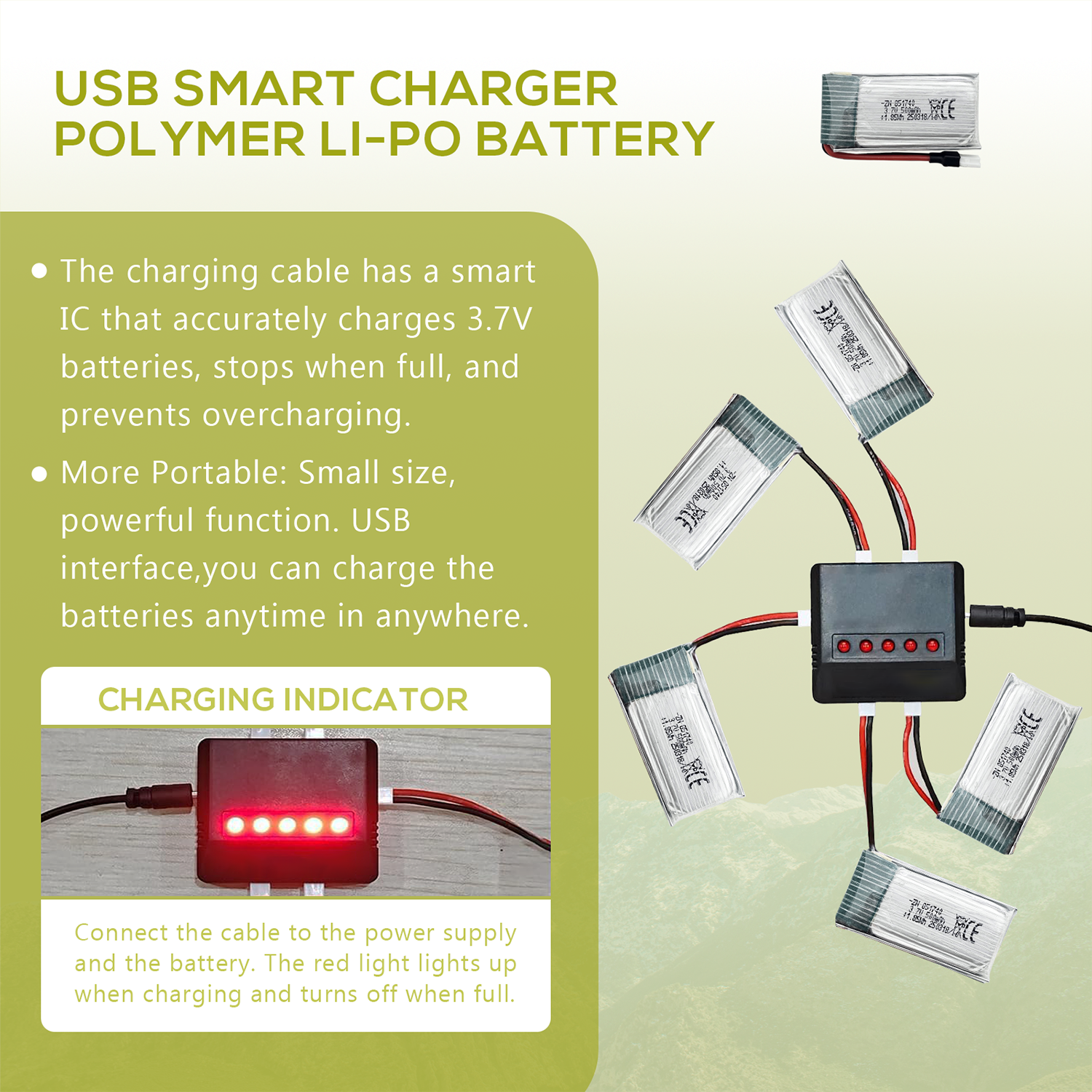 5Pcs 3.7V 500mAh LiPo Batterie - Drone Charger incelemesi ve fiyatı